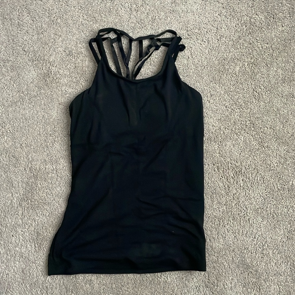 Black strappy back Fabletics workout tank
